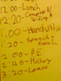 Classroom schedule