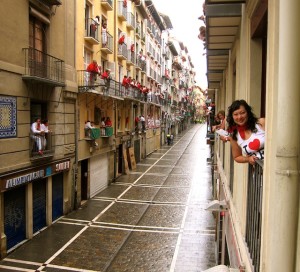 photo of author preparing to run with the bulls in Spain