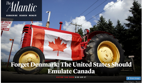 Photo of tractor with Canadian flag