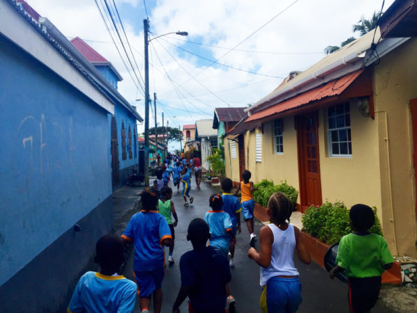 Children running in the street